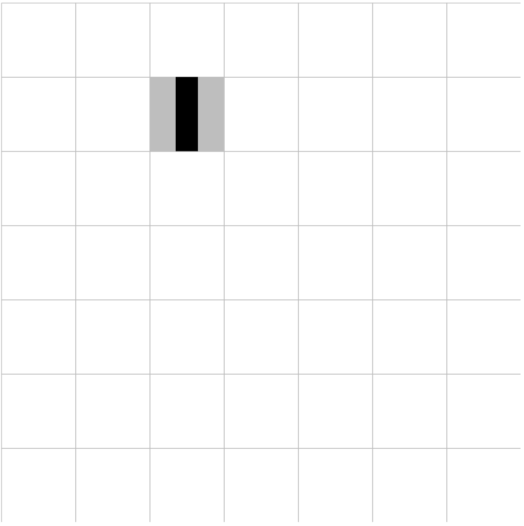 A 7 x 7 grid with a `top-bottom` pipe placed on the grid on col 2 and row 1.